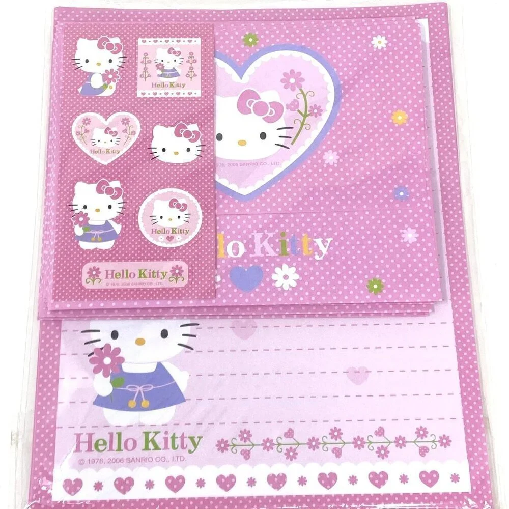 Hello Kitty Letter Writing Set Paper Envelopes Stickers Pink School Learning